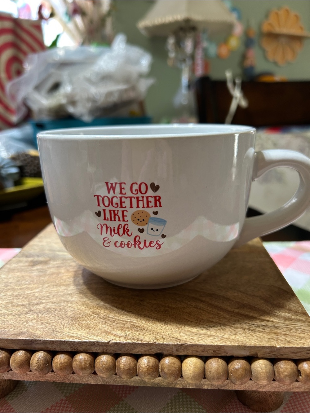 Over Sized Coffee Tea Etc.. Mug with “We Go Together Like Milk & Cookies” NWOT